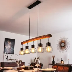 Lampes Industrielles-hofstein Suspension Gondo Brun, Noir, 5 lumières