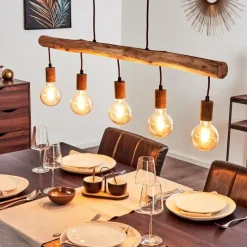 Lampes Vintages & Rétros-hofstein Suspension Gondo Brun, Rouille, 5 lumières