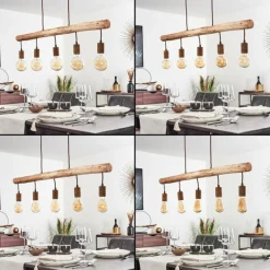 Lampes Vintages & Rétros-hofstein Suspension Gondo Brun, Rouille, 5 lumières