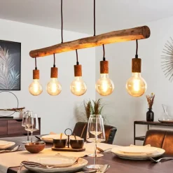 Lampes Vintages & Rétros-hofstein Suspension Gondo Brun, Rouille, 5 lumières