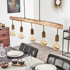 Lampes Vintages & Rétros-hofstein Suspension Gondo Brun, Rouille, 5 lumières