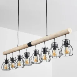 Lampes En Bois-hofstein Suspension Gondo Écru, 8 lumières