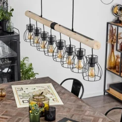 Lampes En Bois-hofstein Suspension Gondo Écru, 8 lumières
