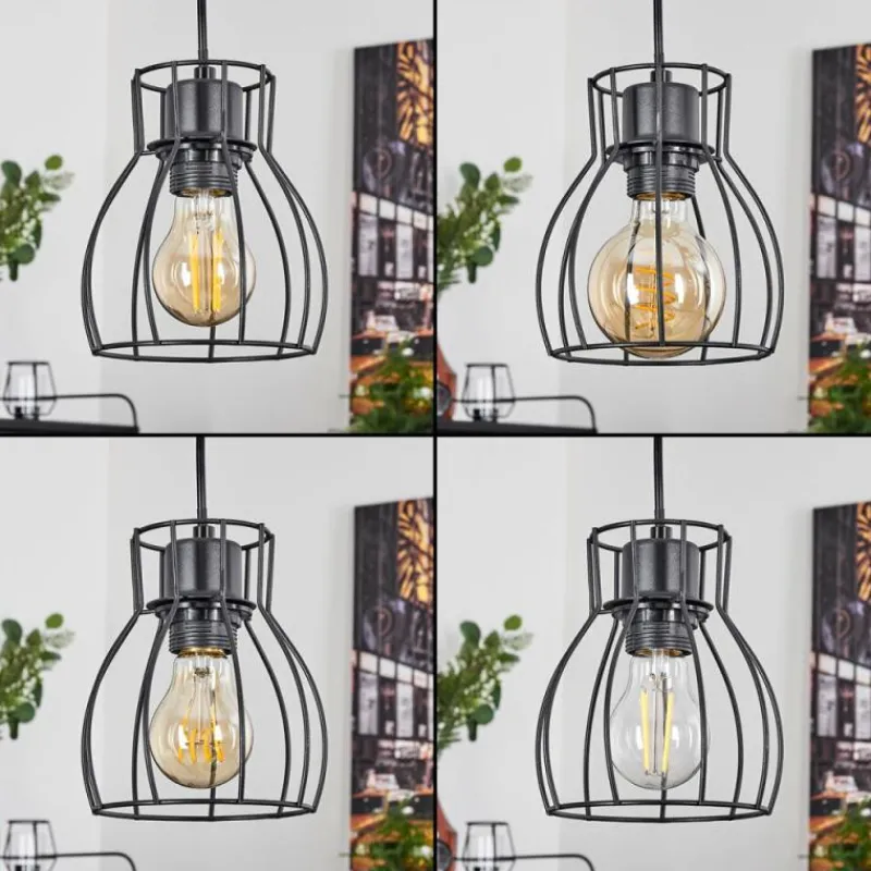 Luminaires Scandinaves-hofstein Suspension Gondo Écru, Noir, 3 lumières