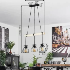 Luminaires Scandinaves-hofstein Suspension Gondo Écru, Noir, 3 lumières