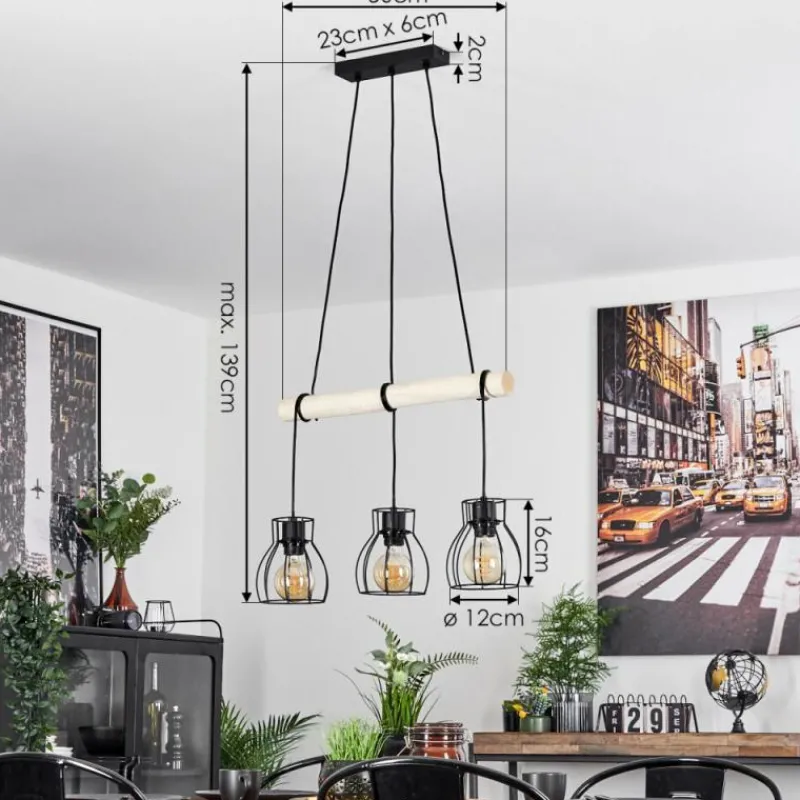 Luminaires Scandinaves-hofstein Suspension Gondo Écru, Noir, 3 lumières