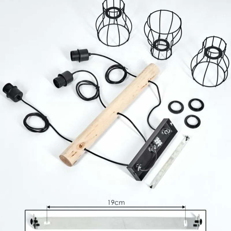 Luminaires Scandinaves-hofstein Suspension Gondo Écru, Noir, 3 lumières