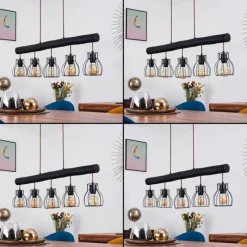 Luminaires Scandinaves-hofstein Suspension Gondo Noir, 5 lumières