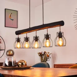 Luminaires Scandinaves-hofstein Suspension Gondo Noir, 5 lumières