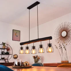 Luminaires Scandinaves-hofstein Suspension Gondo Noir, 5 lumières