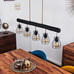 Luminaires Scandinaves-hofstein Suspension Gondo Noir, 5 lumières