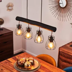 Luminaires Scandinaves-hofstein Suspension Gondo Noir, 4 lumières