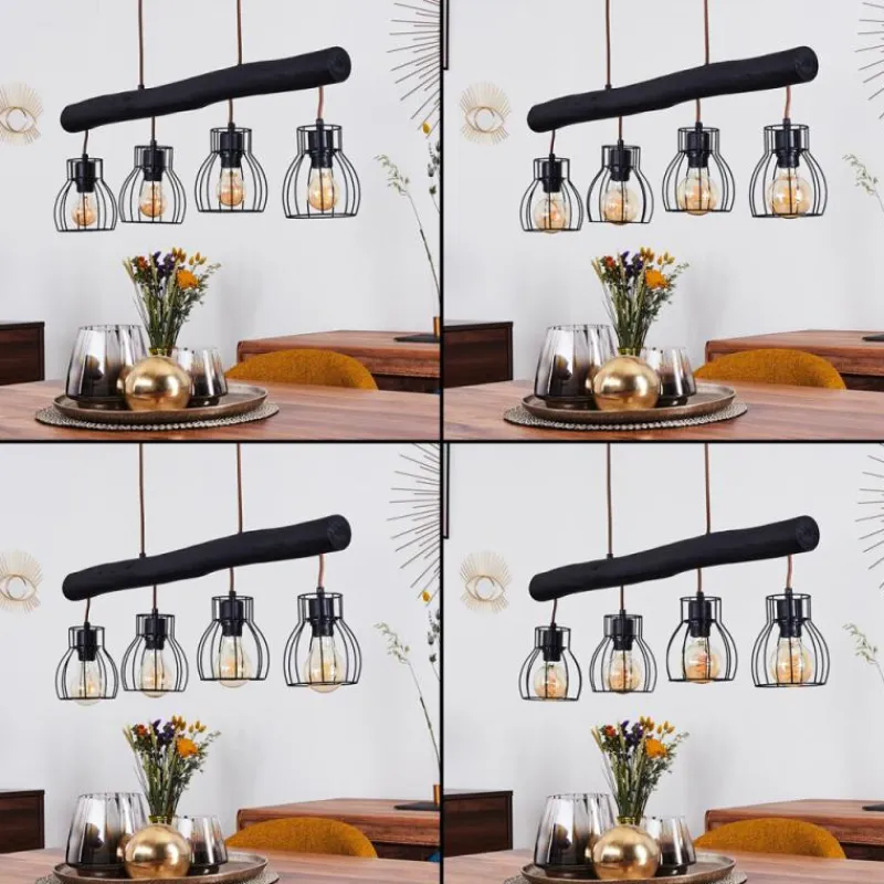 Luminaires Scandinaves-hofstein Suspension Gondo Noir, 4 lumières