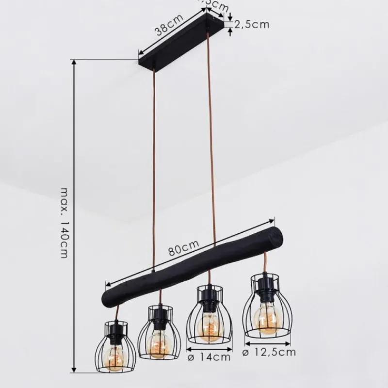 Luminaires Scandinaves-hofstein Suspension Gondo Noir, 4 lumières