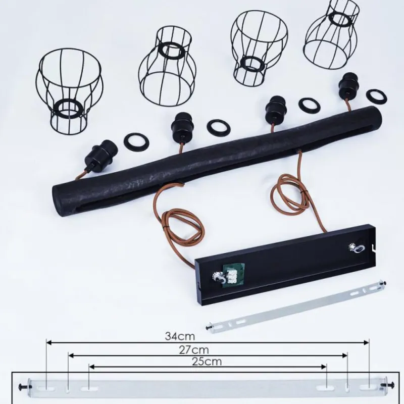 Luminaires Scandinaves-hofstein Suspension Gondo Noir, 4 lumières