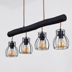 Luminaires Scandinaves-hofstein Suspension Gondo Noir, 4 lumières