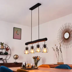 Luminaires Scandinaves-hofstein Suspension Gondo Noir, 4 lumières