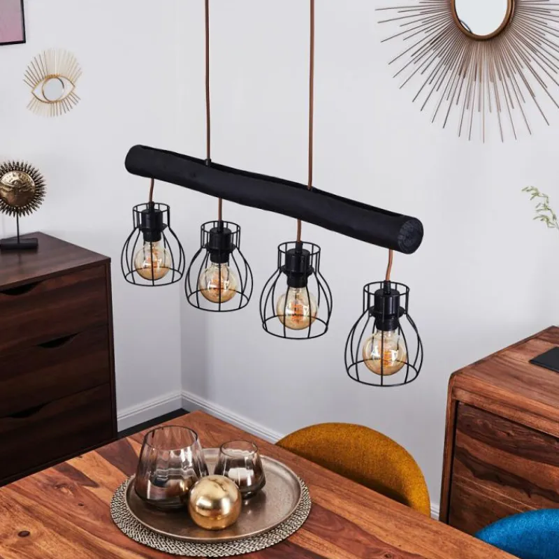 Luminaires Scandinaves-hofstein Suspension Gondo Noir, 4 lumières