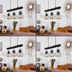 Luminaires Scandinaves-hofstein Suspension Gondo Noir, 3 lumières