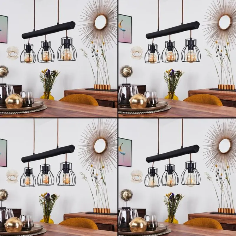 Luminaires Scandinaves-hofstein Suspension Gondo Noir, 3 lumières