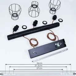 Luminaires Scandinaves-hofstein Suspension Gondo Noir, 3 lumières