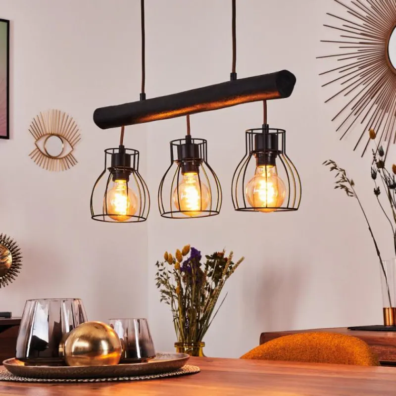 Luminaires Scandinaves-hofstein Suspension Gondo Noir, 3 lumières