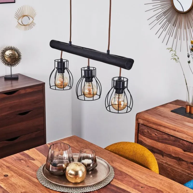 Luminaires Scandinaves-hofstein Suspension Gondo Noir, 3 lumières