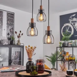 Luminaires Scandinaves-hofstein Suspension Gondo Noir, 3 lumières