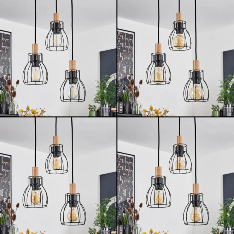 Luminaires Scandinaves-hofstein Suspension Gondo Noir, 3 lumières