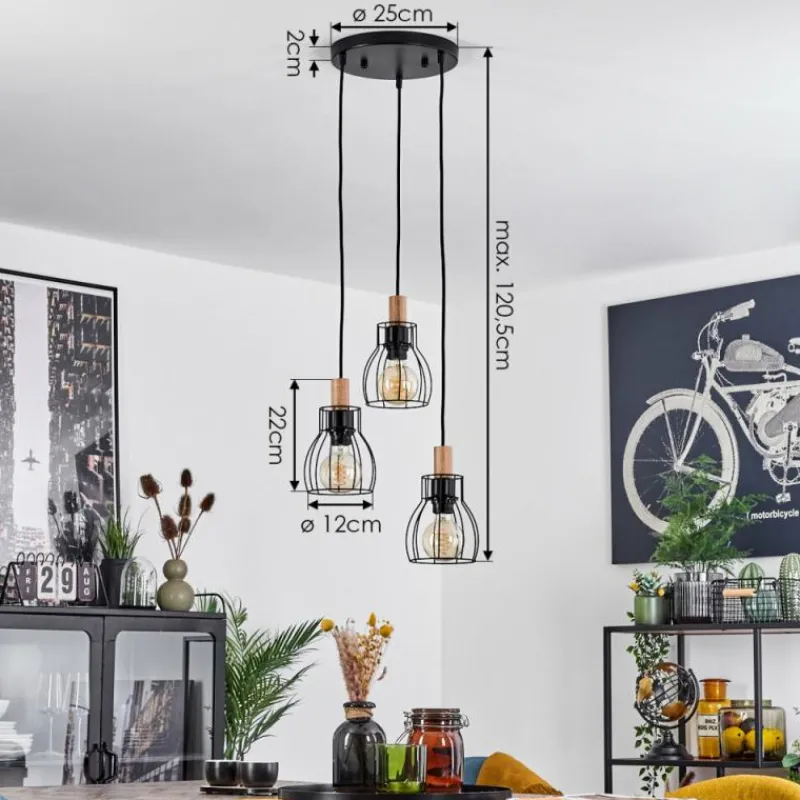 Luminaires Scandinaves-hofstein Suspension Gondo Noir, 3 lumières