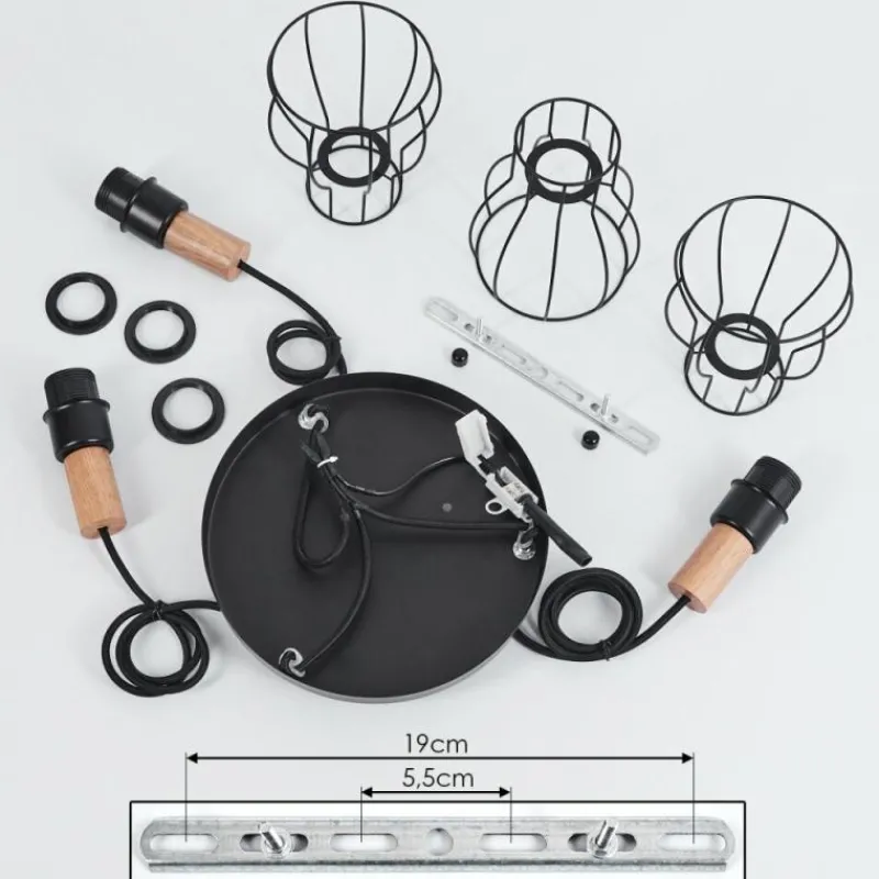 Luminaires Scandinaves-hofstein Suspension Gondo Noir, 3 lumières