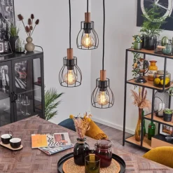 Luminaires Scandinaves-hofstein Suspension Gondo Noir, 3 lumières