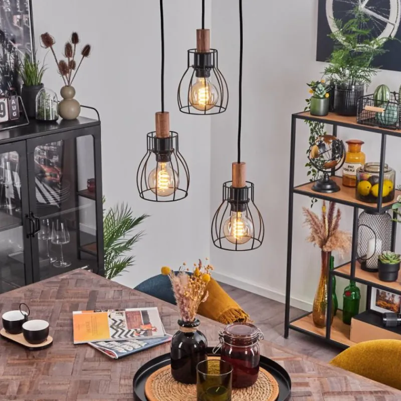 Luminaires Scandinaves-hofstein Suspension Gondo Noir, 3 lumières