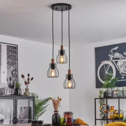 Luminaires Scandinaves-hofstein Suspension Gondo Noir, 3 lumières