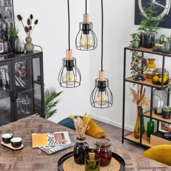 Luminaires Scandinaves-hofstein Suspension Gondo Noir, 3 lumières