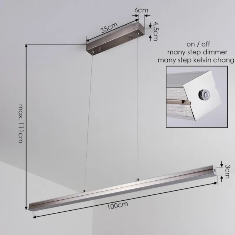 hofstein Suspension Goun LED Nickel mat, 2 lumières