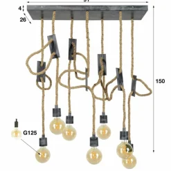 Lampes Industrielles-hofstein Suspension GRAAUW Brun, Gris, 7 lumières