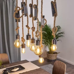 Luminaires Scandinaves-hofstein Suspension Graauw Brun, Gris, 7 lumières