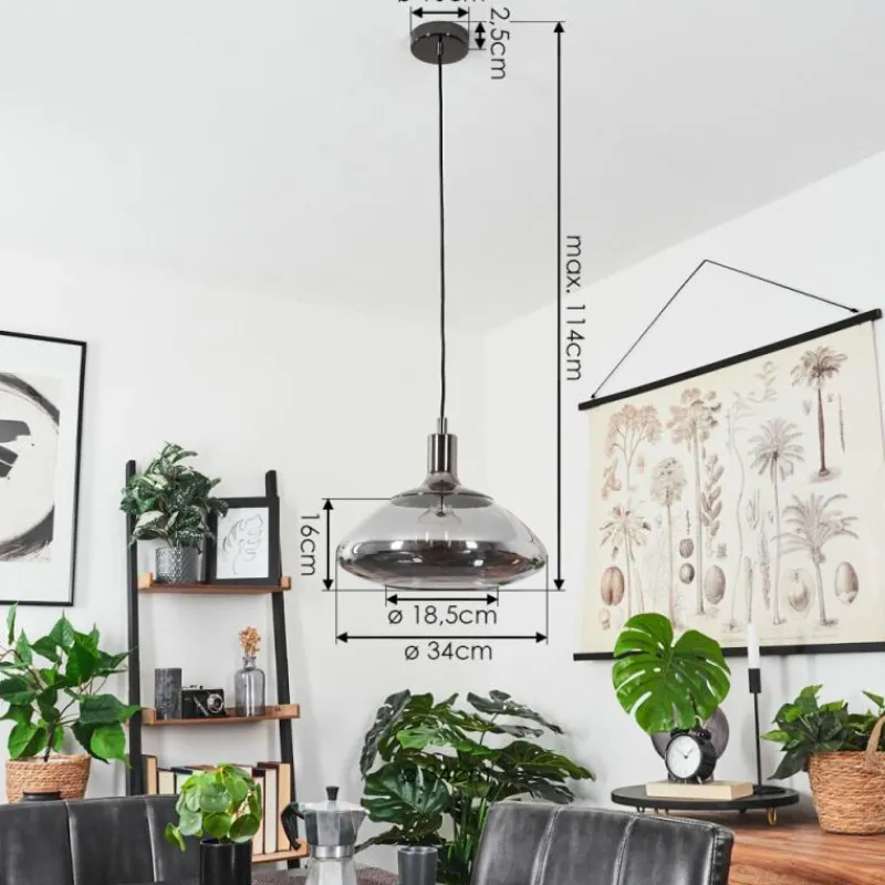 Suspension Verre Fumé-hofstein Suspension Graneros Nickel mat, Noir, 1 lumière