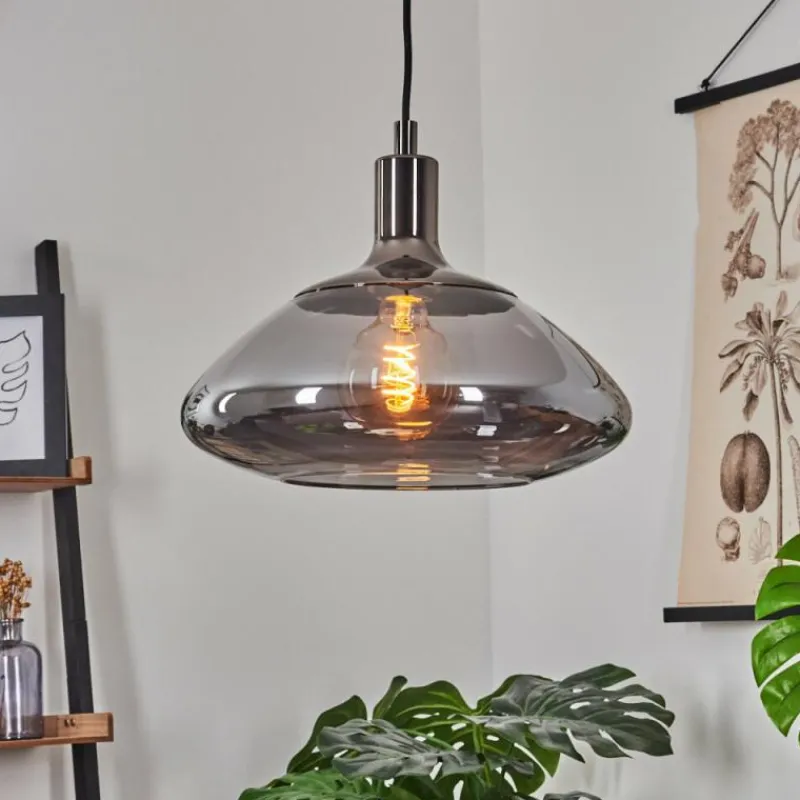 Suspension Verre Fumé-hofstein Suspension Graneros Nickel mat, Noir, 1 lumière