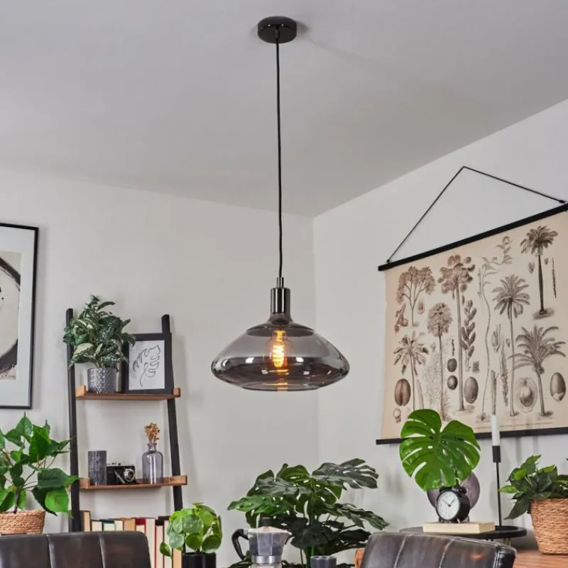 Suspension Verre Fumé-hofstein Suspension Graneros Nickel mat, Noir, 1 lumière