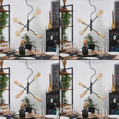 Lampes Vintages & Rétros-hofstein Suspension Gryon Laiton, Noir, 4 lumières