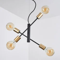 Lampes Vintages & Rétros-hofstein Suspension Gryon Laiton, Noir, 4 lumières