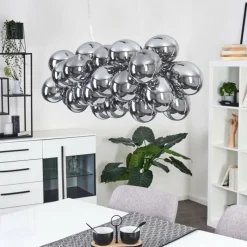 Suspension Verre Fumé-hofstein Suspension Guabas Chrome, 8 lumières