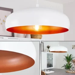 Luminaires Scandinaves-hofstein Suspension Guayo Cuivre, Blanc, 1 lumière