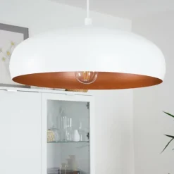 Luminaires Scandinaves-hofstein Suspension Guayo Cuivre, Blanc, 1 lumière