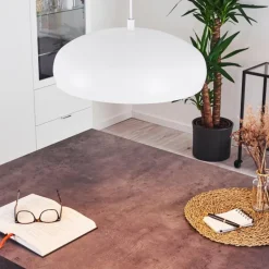 Luminaires Scandinaves-hofstein Suspension Guayo Cuivre, Blanc, 1 lumière