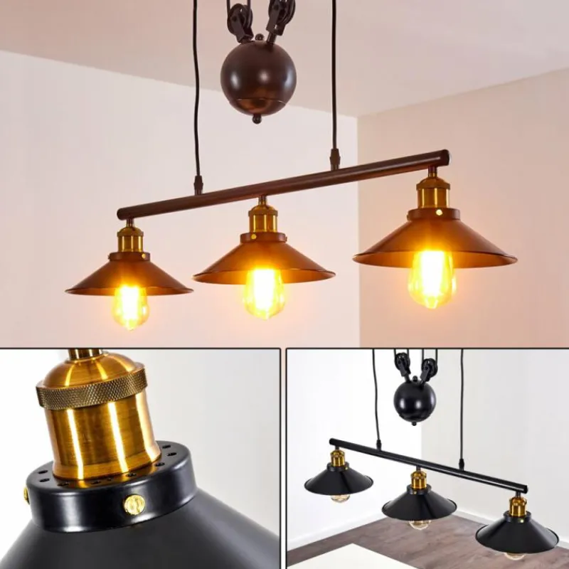 Lampes Dorées-hofstein Suspension Gudem Noir doré, 3 lumières