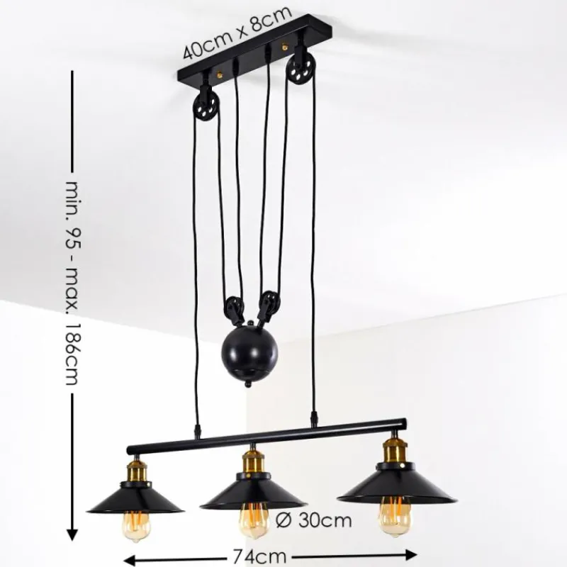 Lampes Dorées-hofstein Suspension Gudem Noir doré, 3 lumières