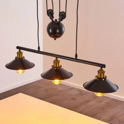 Lampes Dorées-hofstein Suspension Gudem Noir doré, 3 lumières
